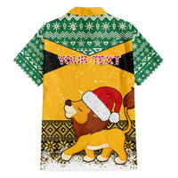 Custom Jamaica Christmas Family Matching Puletasi Dress and Hawaiian Shirt Jumieka Santa Lion - Wonder Print Shop