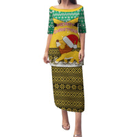 Custom Jamaica Christmas Family Matching Puletasi Dress and Hawaiian Shirt Jumieka Santa Lion - Wonder Print Shop