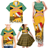 Custom Jamaica Christmas Family Matching Tank Maxi Dress and Hawaiian Shirt Jumieka Santa Lion - Wonder Print Shop