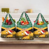 Custom Jamaica Christmas Grocery Bag Jumieka Santa Lion