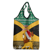 Custom Jamaica Christmas Grocery Bag Jumieka Santa Lion