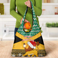 Custom Jamaica Christmas Grocery Bag Jumieka Santa Lion