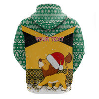 Custom Jamaica Christmas Hoodie Jumieka Santa Lion - Wonder Print Shop