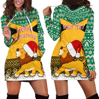 Custom Jamaica Christmas Hoodie Dress Jumieka Santa Lion - Wonder Print Shop