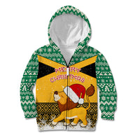 Custom Jamaica Christmas Kid Hoodie Jumieka Santa Lion - Wonder Print Shop