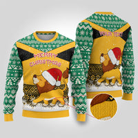 Custom Jamaica Christmas Ugly Christmas Sweater Jumieka Santa Lion - Wonder Print Shop