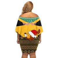 Custom Jamaica Christmas Off Shoulder Short Dress Jumieka Santa Lion - Wonder Print Shop