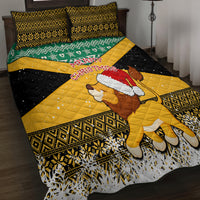 Custom Jamaica Christmas Quilt Bed Set Jumieka Santa Lion - Wonder Print Shop