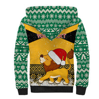 Custom Jamaica Christmas Sherpa Hoodie Jumieka Santa Lion - Wonder Print Shop
