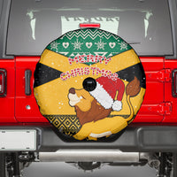 Custom Jamaica Christmas Spare Tire Cover Jumieka Santa Lion - Wonder Print Shop