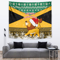 Custom Jamaica Christmas Tapestry Jumieka Santa Lion - Wonder Print Shop