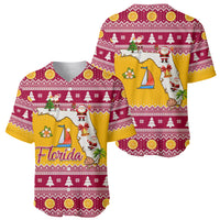 Florida Christmas Baseball Jersey Santa Claus Florida Map With Orange - Wonder Print Shop