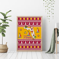 Florida Christmas Canvas Wall Art Santa Claus Florida Map With Orange - Wonder Print Shop
