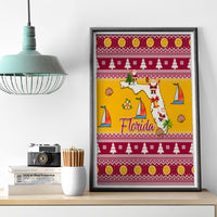Florida Christmas Canvas Wall Art Santa Claus Florida Map With Orange - Wonder Print Shop