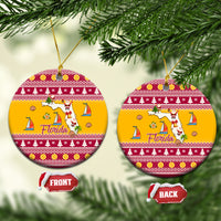 Florida Christmas Ceramic Ornament Santa Claus Florida Map With Orange - Wonder Print Shop