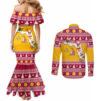 florida-christmas-couples-matching-mermaid-dress-and-long-sleeve-button-shirt-santa-claus-florida-map-with-orange