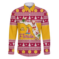 Florida Christmas Family Matching Long Sleeve Bodycon Dress and Hawaiian Shirt Santa Claus Florida Map With Orange - Wonder Print Shop