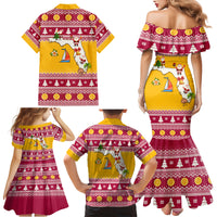 Florida Christmas Family Matching Mermaid Dress and Hawaiian Shirt Santa Claus Florida Map With Orange - Wonder Print Shop