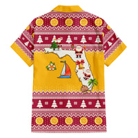 Florida Christmas Family Matching Off Shoulder Long Sleeve Dress and Hawaiian Shirt Santa Claus Florida Map With Orange - Wonder Print Shop