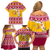 Florida Christmas Family Matching Off Shoulder Short Dress and Hawaiian Shirt Santa Claus Florida Map With Orange - Wonder Print Shop