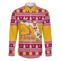 Florida Christmas Family Matching Puletasi Dress and Hawaiian Shirt Santa Claus Florida Map With Orange - Wonder Print Shop