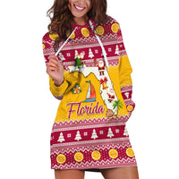 Florida Christmas Hoodie Dress Santa Claus Florida Map With Orange - Wonder Print Shop