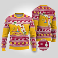 Florida Christmas Ugly Christmas Sweater Santa Claus Florida Map With Orange - Wonder Print Shop