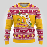 Florida Christmas Ugly Christmas Sweater Santa Claus Florida Map With Orange - Wonder Print Shop