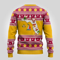 Florida Christmas Ugly Christmas Sweater Santa Claus Florida Map With Orange - Wonder Print Shop