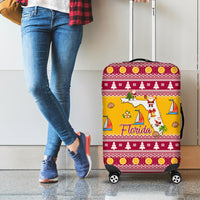 Florida Christmas Luggage Cover Santa Claus Florida Map With Orange - Wonder Print Shop