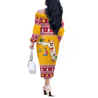 Florida Christmas Off The Shoulder Long Sleeve Dress Santa Claus Florida Map With Orange - Wonder Print Shop