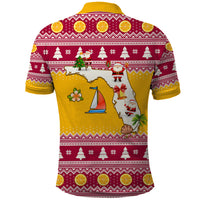 Florida Christmas Polo Shirt Santa Claus Florida Map With Orange - Wonder Print Shop