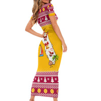 Florida Christmas Short Sleeve Bodycon Dress Santa Claus Florida Map With Orange - Wonder Print Shop