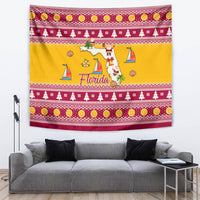 Florida Christmas Tapestry Santa Claus Florida Map With Orange - Wonder Print Shop