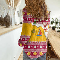 Florida Christmas Women Casual Shirt Santa Claus Florida Map With Orange - Wonder Print Shop