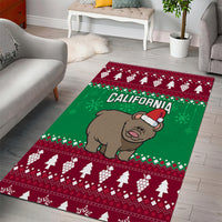 Custom California Christmas Area Rug Santa Grizzly Bear With Grape - Wonder Print Shop