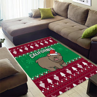 Custom California Christmas Area Rug Santa Grizzly Bear With Grape - Wonder Print Shop