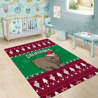 Custom California Christmas Area Rug Santa Grizzly Bear With Grape - Wonder Print Shop