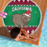Custom California Christmas Beach Blanket Santa Grizzly Bear With Grape - Wonder Print Shop