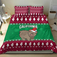Custom California Christmas Bedding Set Santa Grizzly Bear With Grape - Wonder Print Shop