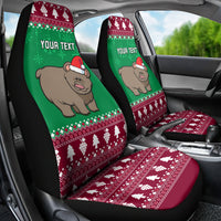 Custom California Christmas Car Seat Cover Santa Grizzly Bear With Grape - Wonder Print Shop
