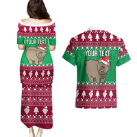Custom California Christmas Couples Matching Puletasi Dress and Hawaiian Shirt Santa Grizzly Bear With Grape - Wonder Print Shop
