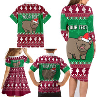 Custom California Christmas Family Matching Long Sleeve Bodycon Dress and Hawaiian Shirt Santa Grizzly Bear With Grape - Wonder Print Shop