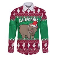 Custom California Christmas Family Matching Puletasi Dress and Hawaiian Shirt Santa Grizzly Bear With Grape - Wonder Print Shop