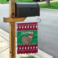 Custom California Christmas Garden Flag Santa Grizzly Bear With Grape - Wonder Print Shop