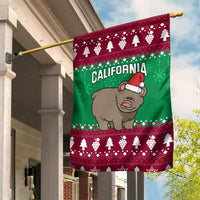 Custom California Christmas Garden Flag Santa Grizzly Bear With Grape - Wonder Print Shop