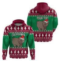 Custom California Christmas Hoodie Santa Grizzly Bear With Grape - Wonder Print Shop