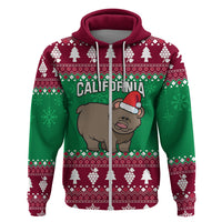 Custom California Christmas Hoodie Santa Grizzly Bear With Grape - Wonder Print Shop