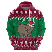 Custom California Christmas Hoodie Santa Grizzly Bear With Grape - Wonder Print Shop