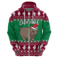 Custom California Christmas Hoodie Santa Grizzly Bear With Grape - Wonder Print Shop